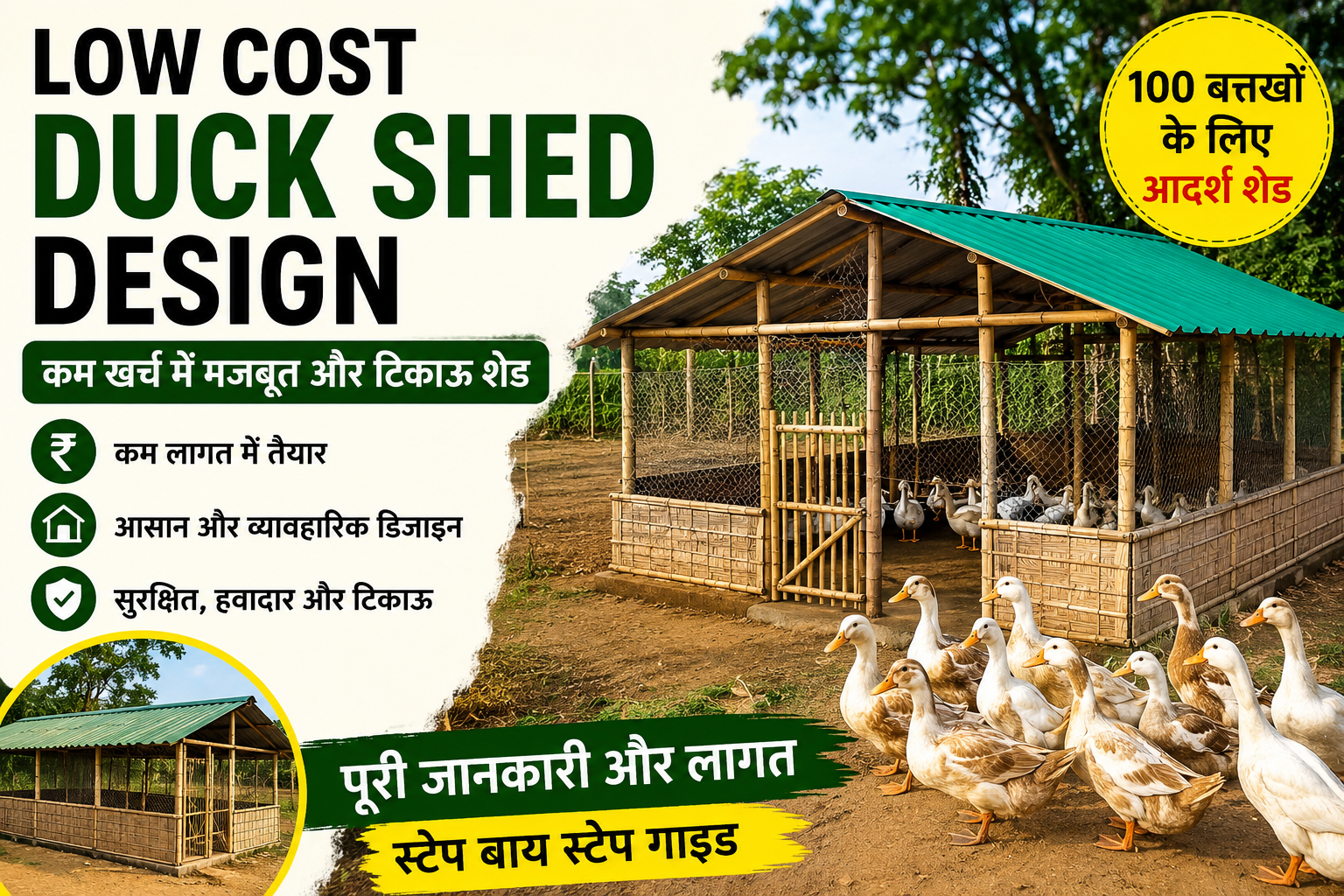 Low cost duck shed design